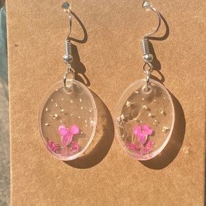 Pink flower small earrings